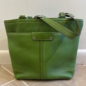 Coach Green Leather Tote Bag